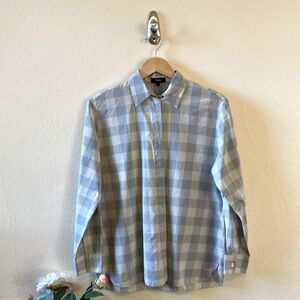 THEORY Multi-grey plaid blouse, Size small